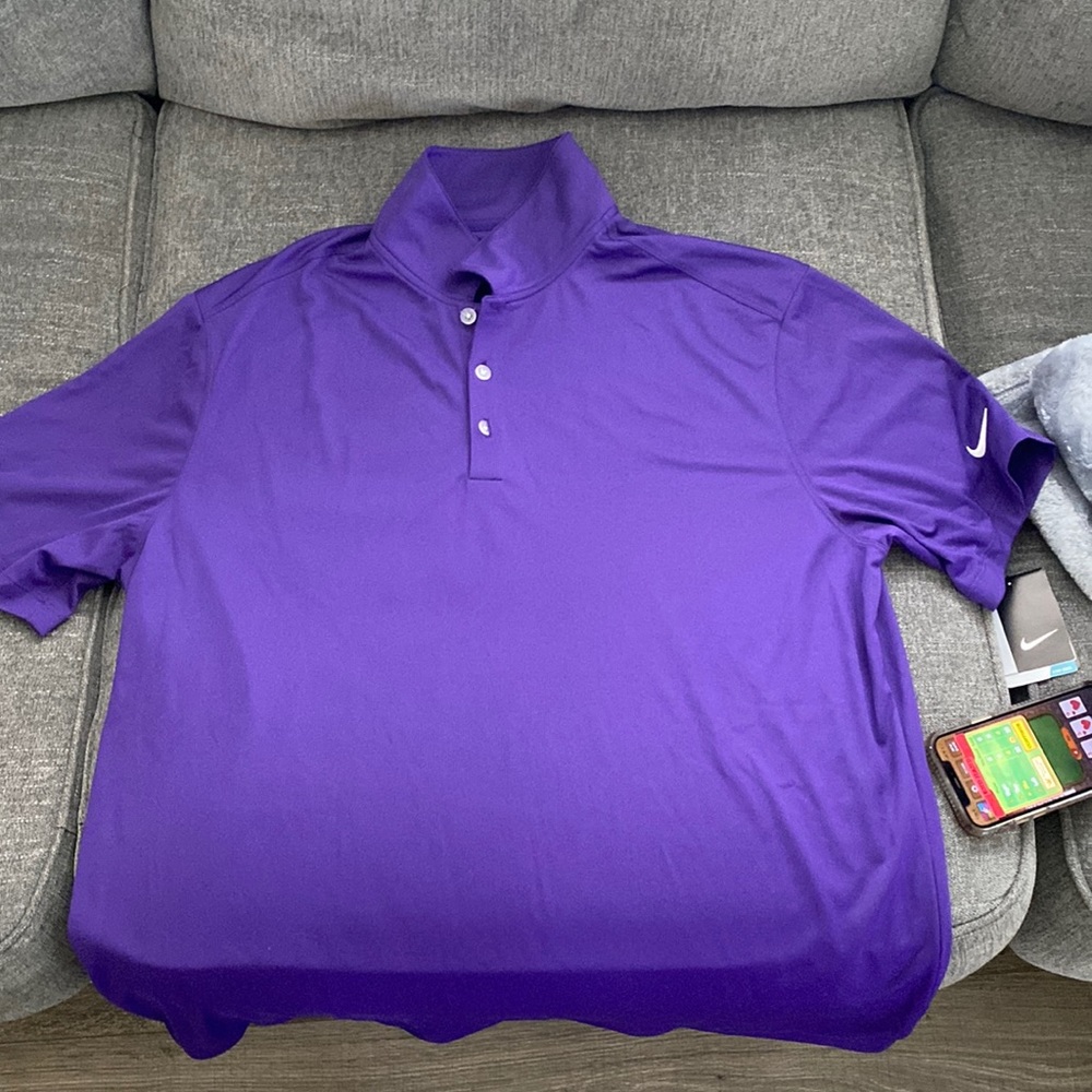 Mens XL Nike dri fit purple golf shirt new with tags